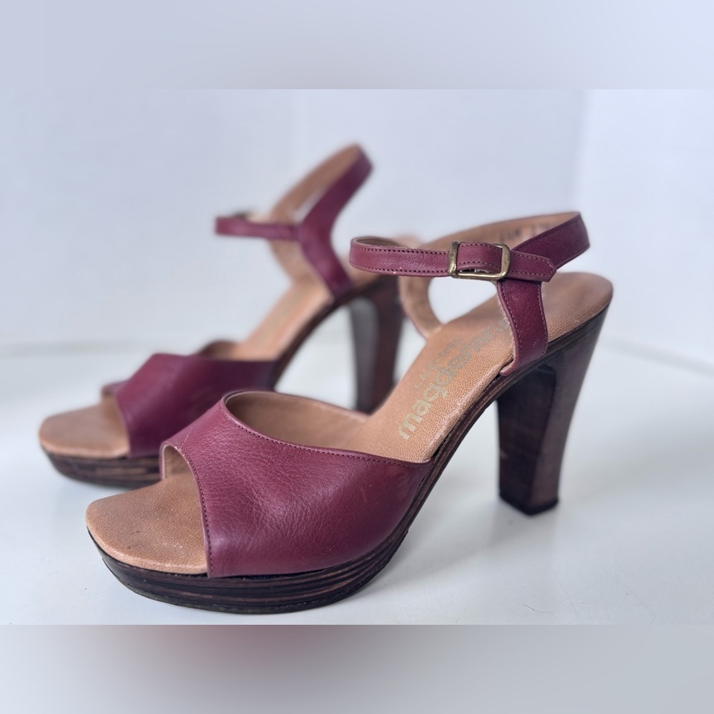 Vintage 70s California Magdesians Howe’s San Bernardino wooden Heel Sandals Shoe - Picture 4 of 12
